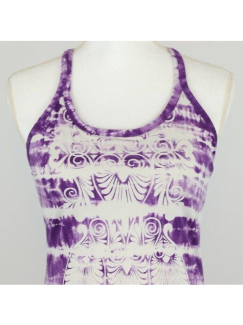 Athleta Women's Small Purple & White Tie Dye Racerback Athletic Support Tank Top - Picture 2 of 9
